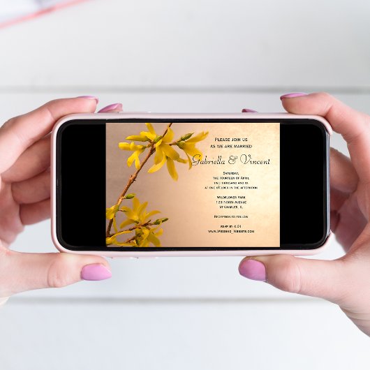 Yellow Spring Forsythia Wedding Einladung