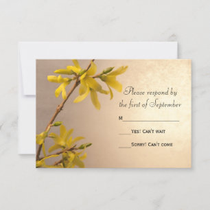 Yellow Spring Forsythia Wedding RSVP Response Card Karte