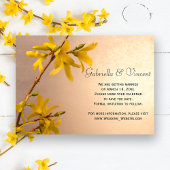 Yellow Spring Forsythia Wedding Save the Date Einladung