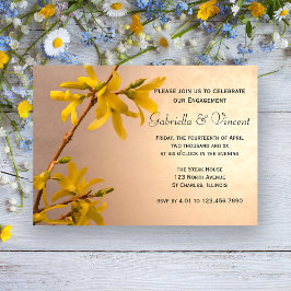 Yellow Spring Forsythias Blume Engagement Party Einladung