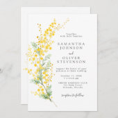 Yellow Spring Mimosa Wattle Blume Chic Wedding Einladung (Vorne/Hinten)