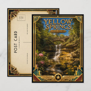 Yellow Springs Ohio Vintage Art Deco Golden Age Postkarte