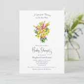 Yellow Springtime Florals Baby Dusche Einladung (Stehend Vorderseite)