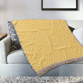 Yellow Square And Diamonds Pattern Throw Blanket Decke