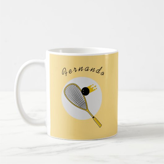 Yellow Squash Racketball Individuelle Name Kaffeetasse (Links)