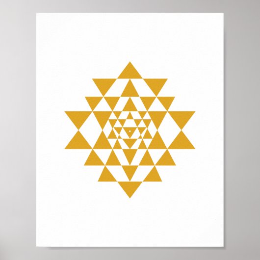 Yellow Sri Yantra Sacred Geometred Wall Art Poster (Vorne)
