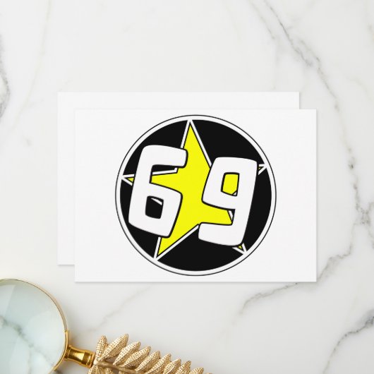 Yellow Star 69 Dankeskarte (Vorderseite/Rückseite Beispiel)