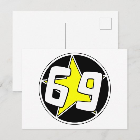 Yellow Star 69 Feiertagspostkarte (Vorne/Hinten)