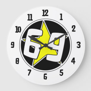 Yellow Star 69 Große Wanduhr