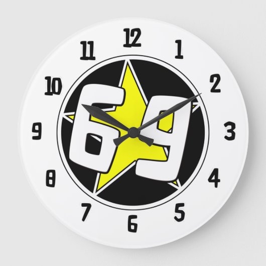 Yellow Star 69 Große Wanduhr (Vorderseite)