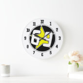 Yellow Star 69 Große Wanduhr (Zuhause)