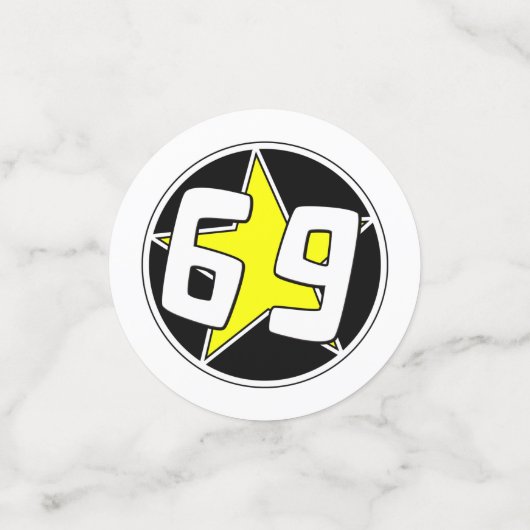 Yellow Star 69 Konfetti (Klein Vorderseite)