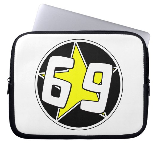 Yellow Star 69 Laptopschutzhülle (Vorderseite)