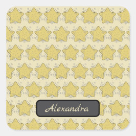 Yellow Star Applique Patchwork Quadratischer Aufkleber