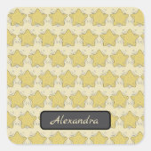 Yellow Star Applique Patchwork Quadratischer Aufkleber (Vorderseite)