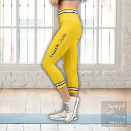 Yellow Star Capri Leggings