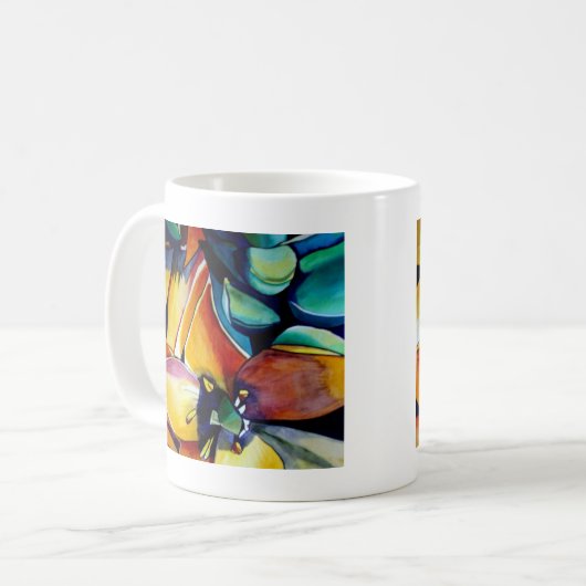 Yellow Star der Bethlehem Blume Aquarellkunst Kaffeetasse (Vorderseite Links)