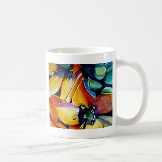 Yellow Star der Bethlehem Blume Aquarellkunst Kaffeetasse (Rechts)