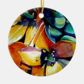 Yellow Star der Bethlehem Blume Aquarellkunst Keramikornament (Vorne)