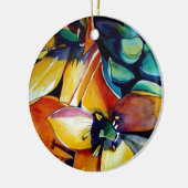 Yellow Star der Bethlehem Blume Aquarellkunst Keramikornament (Links)