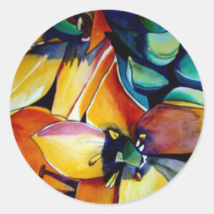 Yellow Star der Bethlehem Blume Aquarellkunst Runder Aufkleber