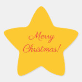Yellow Star Merry Christmas Holiday Sticker (Vorderseite)