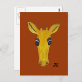 Yellow Staring Giraffe Hi und Hallo Karten (Vorne/Hinten)