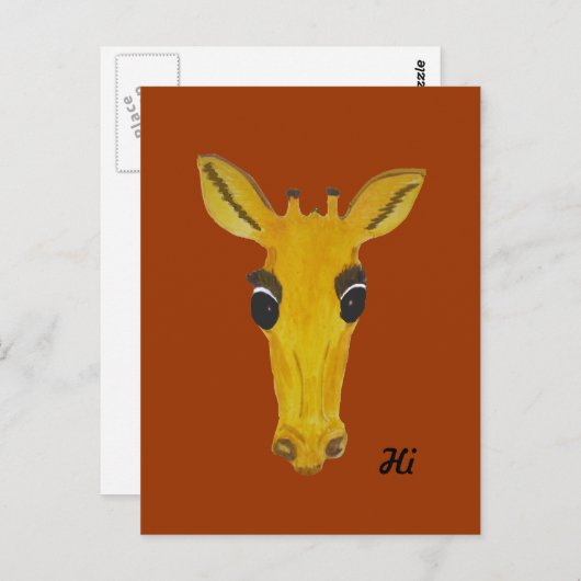 Yellow Staring Giraffe Hi und Hallo Karten (Vorne/Hinten)