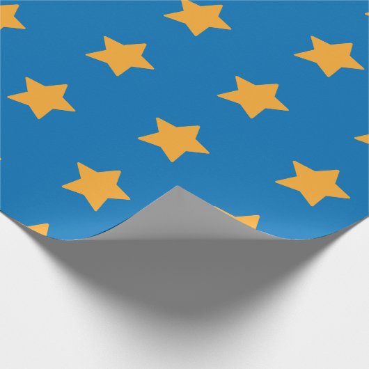 Yellow Stars Geometric Starry Blue Pattern Geschenkpapier (Ecke)