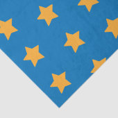 Yellow Stars Geometric Starry Blue Pattern Seidenpapier (Detail)