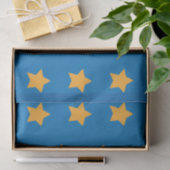 Yellow Stars Geometric Starry Blue Pattern Seidenpapier (Geschenk)