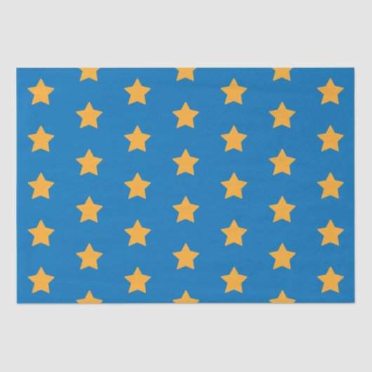 Yellow Stars Geometric Starry Blue Pattern Seidenpapier (Vorderseite)