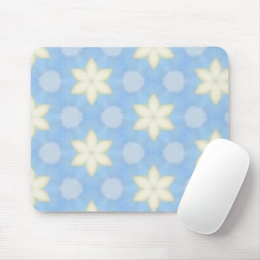 Yellow stars on blue geometric pattern mousepad (Mit Mouse)
