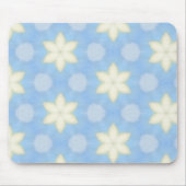 Yellow stars on blue geometric pattern mousepad (Vorne)