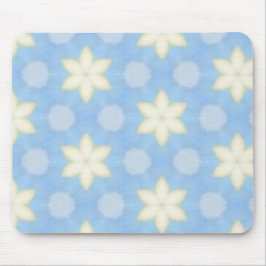 Yellow stars on blue geometric pattern mousepad