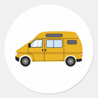 Yellow Stealth Camper Van High Top Mobile Freedom Runder Aufkleber