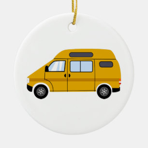 Yellow Stealth Camper Van Top Mobile Freiheit Keramik Ornament