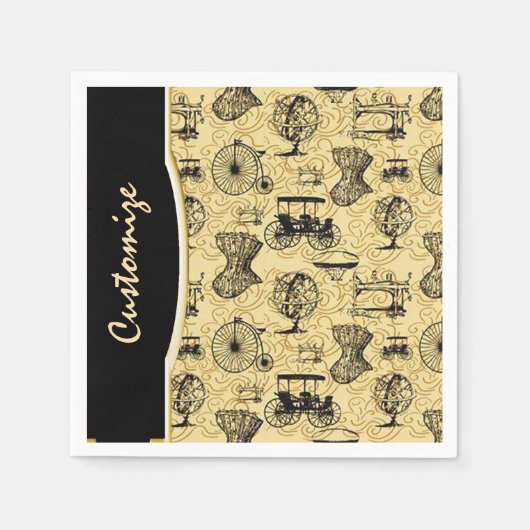 Yellow Steampunk Pattern Napkins Serviette (Vorderseite)