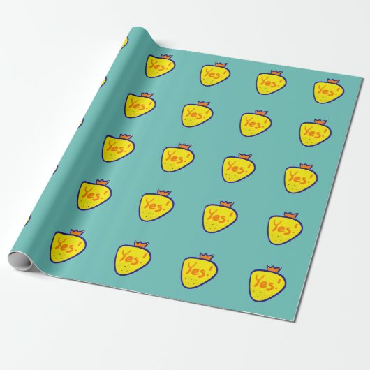 Yellow strawberry geschenkpapier (Ungerollt)