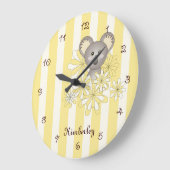 Yellow Strip Baby Koala Bären Kinderzimmer / Kinde Große Wanduhr (Winkel)