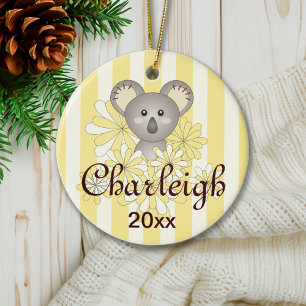 Yellow Strip Niedlich Baby Koala Kinder Weihnachte Keramik Ornament