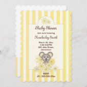 Yellow Stripe Koala Gender Neutral Baby Dusche Einladung (Vorne/Hinten)