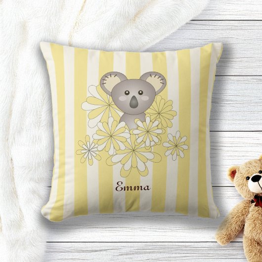 Yellow Stripe Niedlich Baby Koala Bear Kinderzimme Kissen