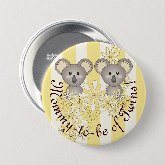 Yellow Stripe Niedlich Baby Koalas Mama-to-be von Button (Vorne & Hinten)