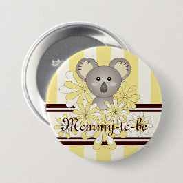 Yellow Stripe Niedlich Koala Babydusche Button