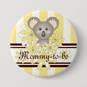Yellow Stripe Niedlich Koala Babydusche Button (Vorderseite)