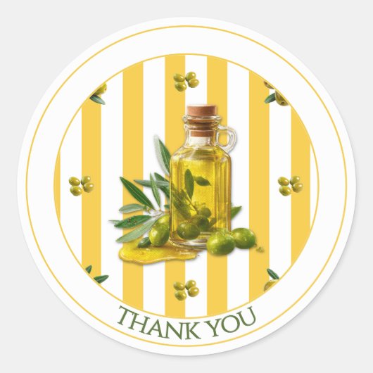 Yellow Stripe Pattern Olive Oil Thank You Runder Aufkleber (Vorderseite)