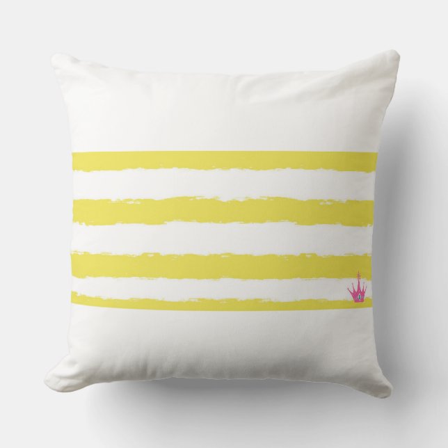 Yellow stripes and a pink crown Throw Pillow Kissen (Vorderseite)