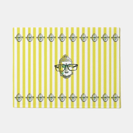 Yellow Stripes Buddha Peace Fußmatte (Vorderseite)