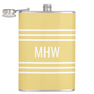 Yellow Stripes custom monogram flask Flachmann